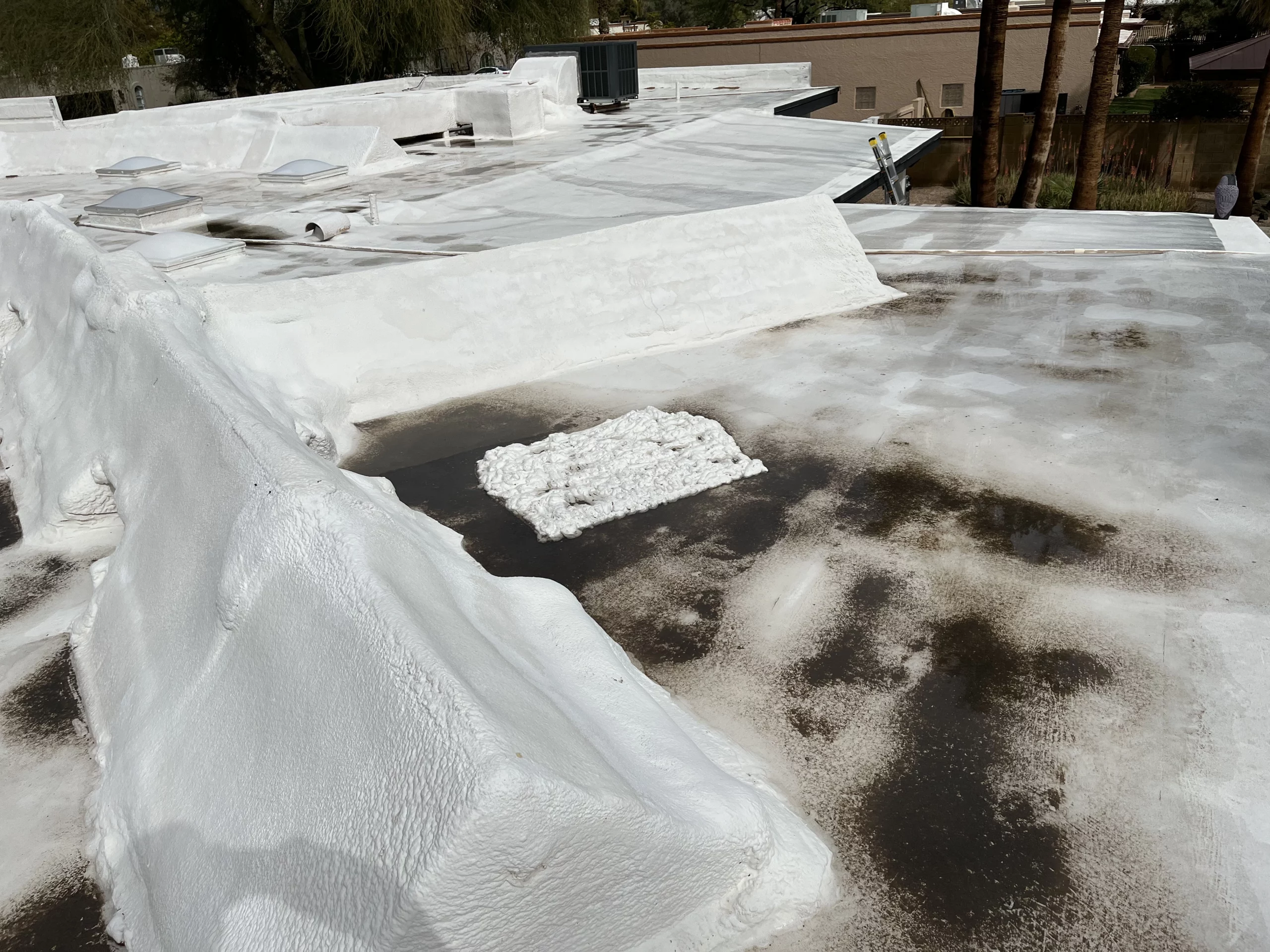 Storm Debris and Rain Collect on a Roof Causing Water Damage Inside